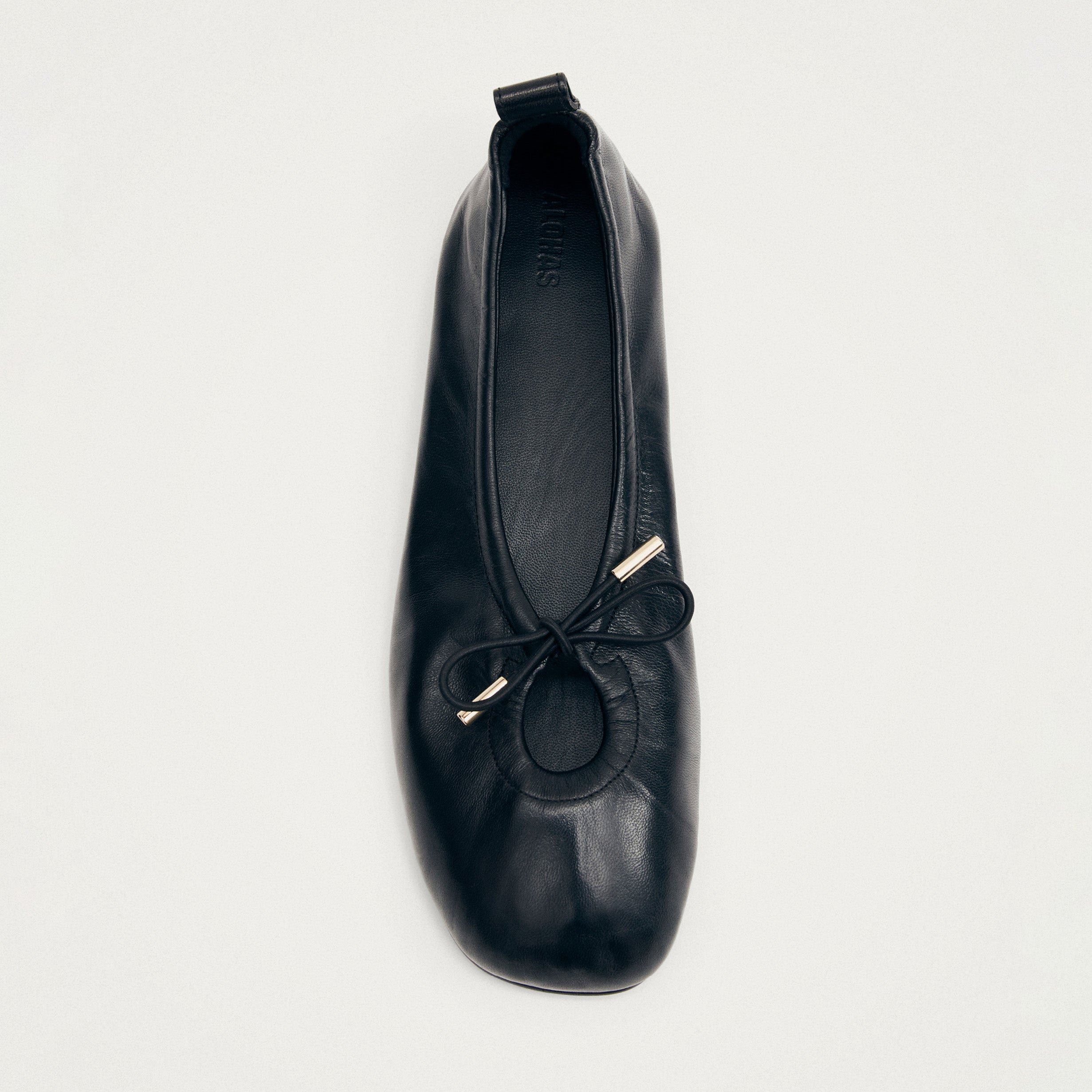 Rosalind Black Leather Ballet Flats - Image 3