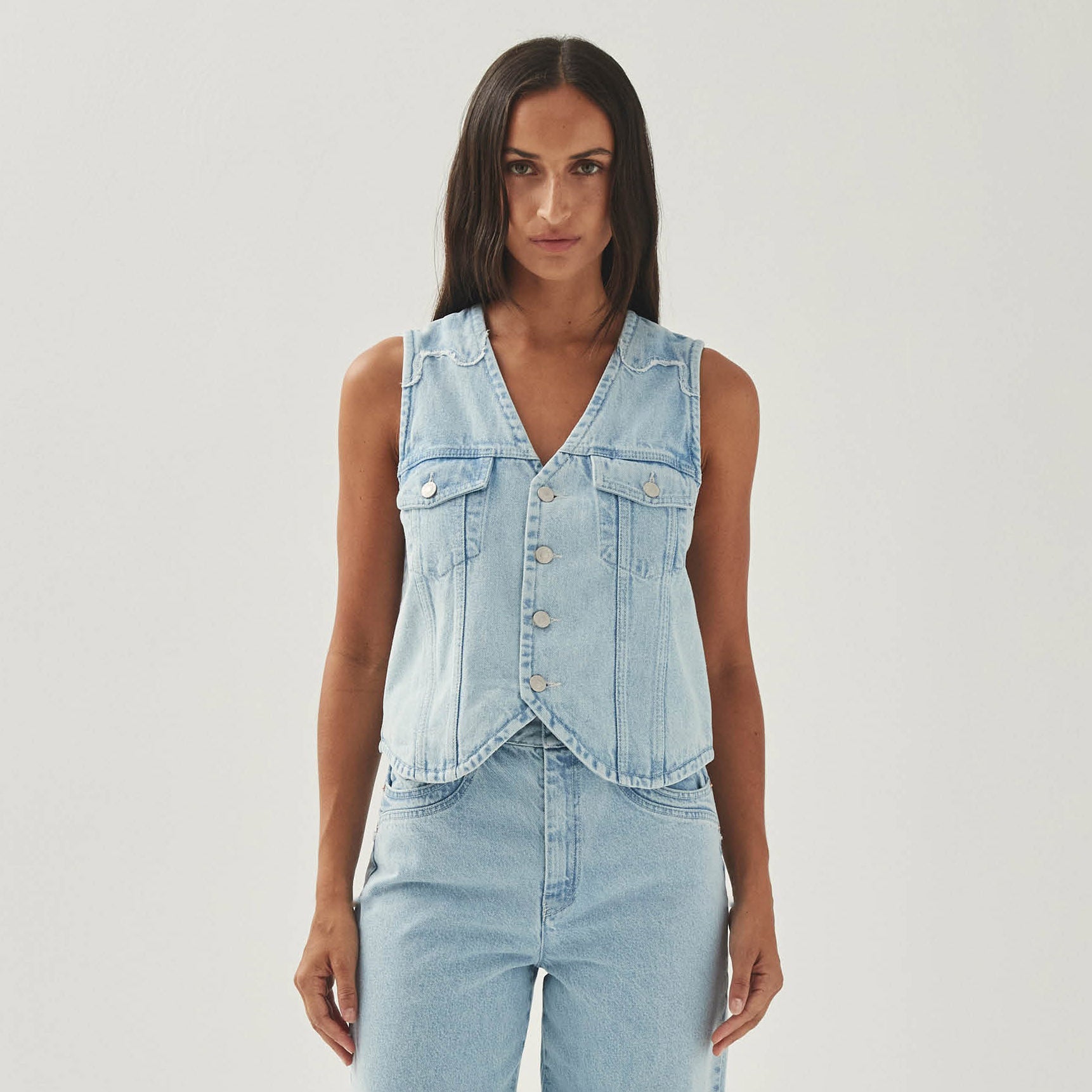 Manuela Light Blue Denim Vest - Image 3