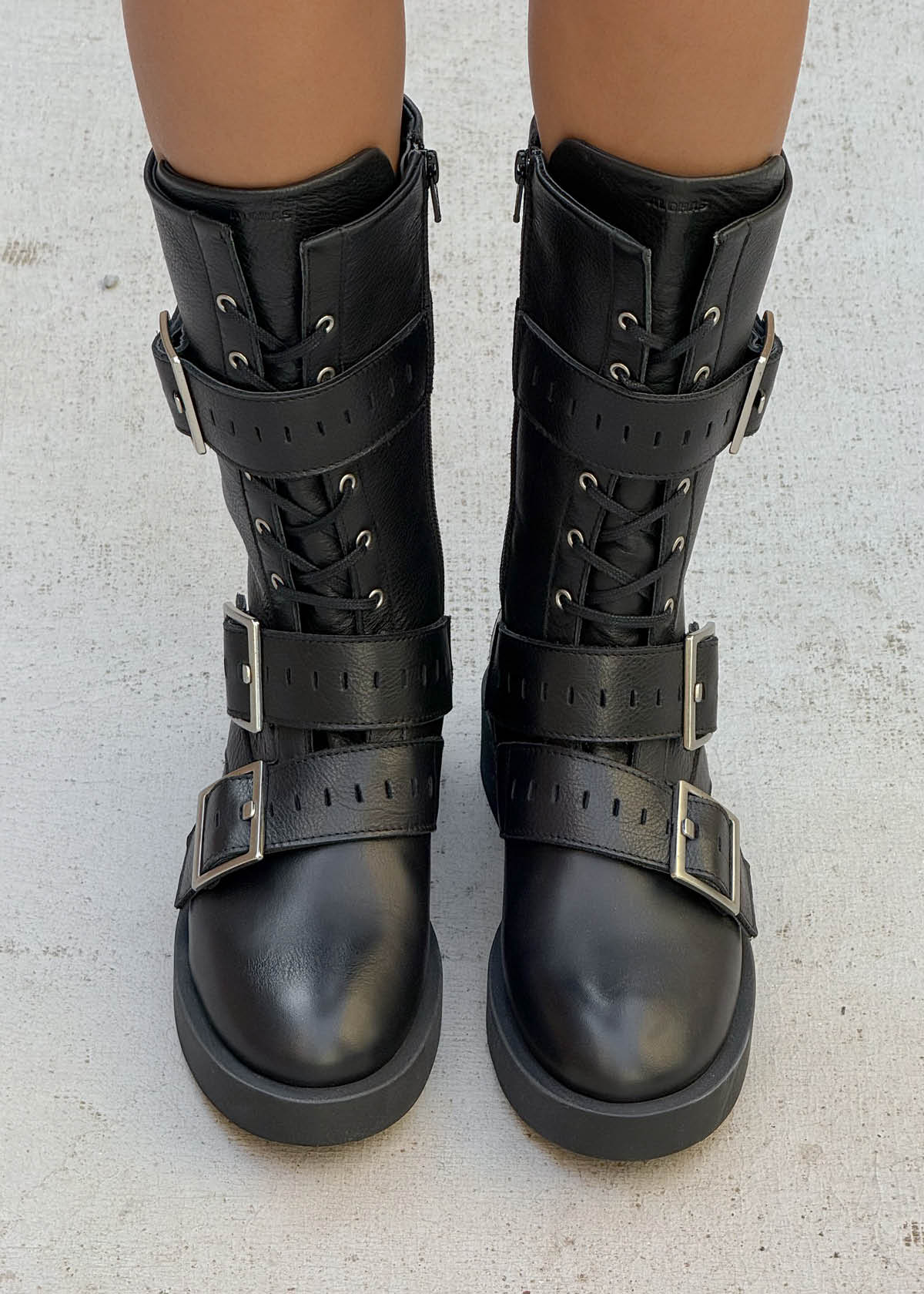 Avril Brushed Black Leather Ankle Boots - Image 2