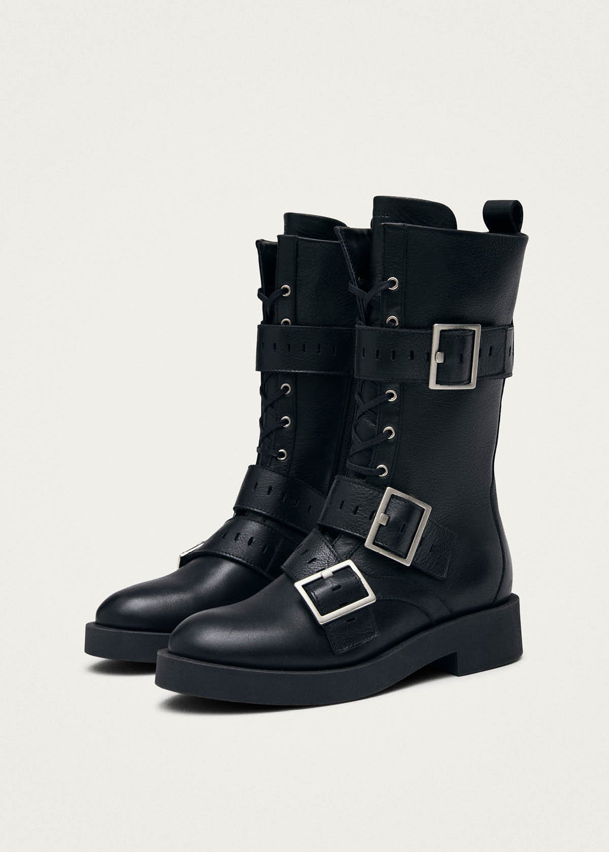 Avril Brushed Black Leather Ankle Boots - Image 4