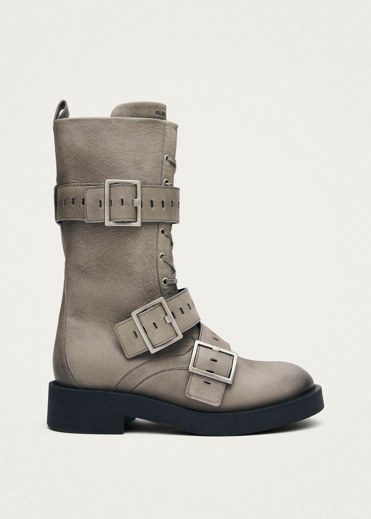 Avril Vintage Grey Leather Ankle Boots