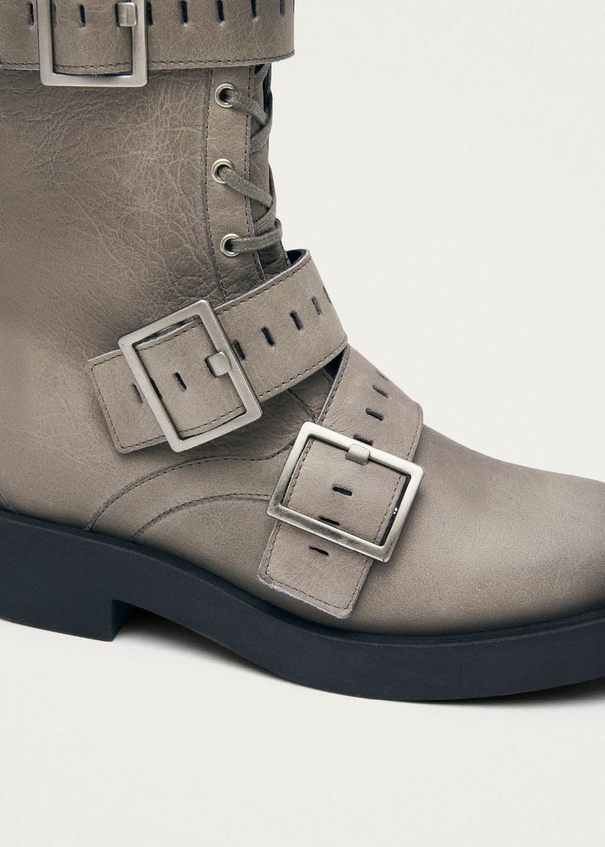 Avril Vintage Grey Leather Ankle Boots - Image 5