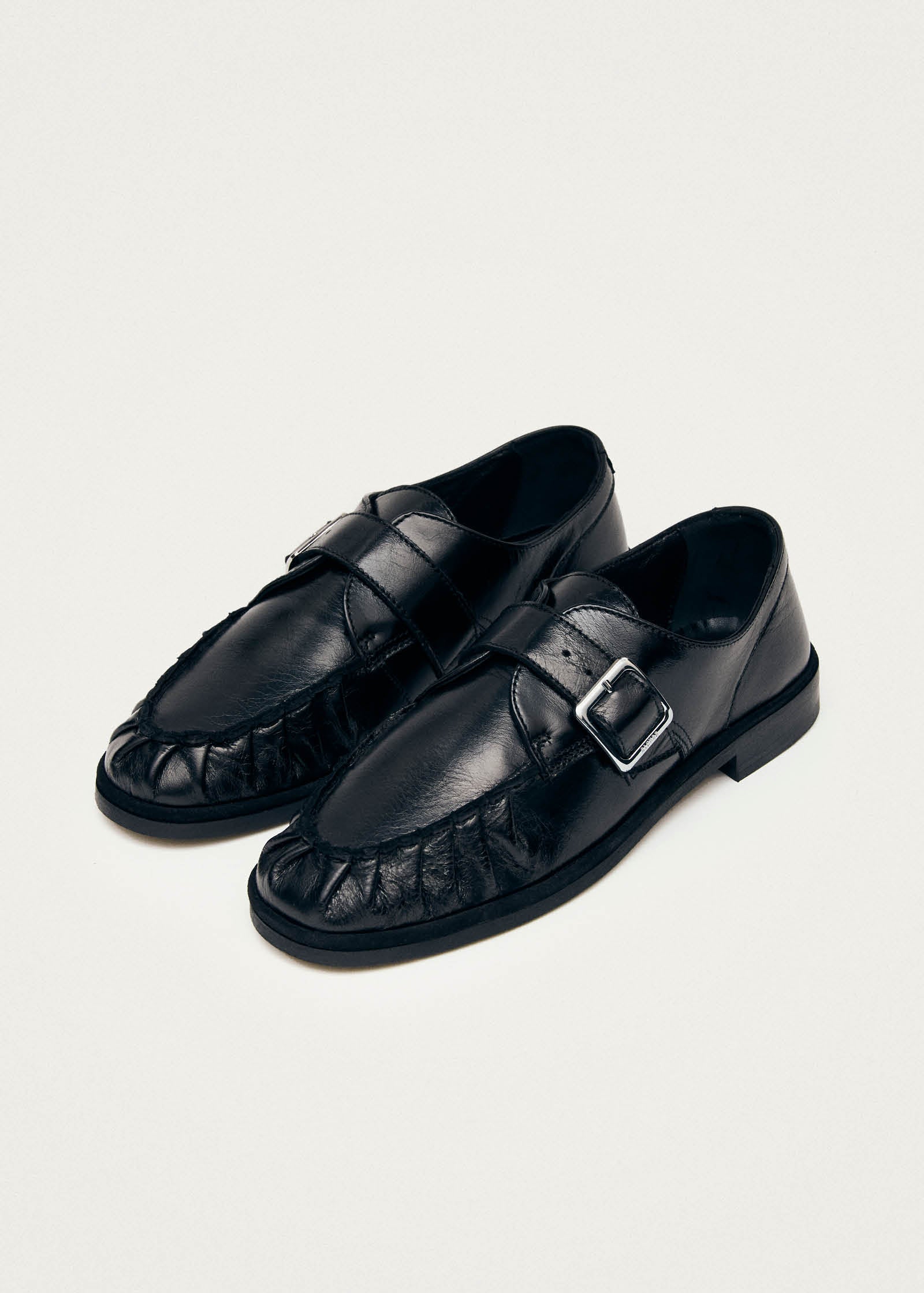 Brandy Black Leather Loafers - Image 2