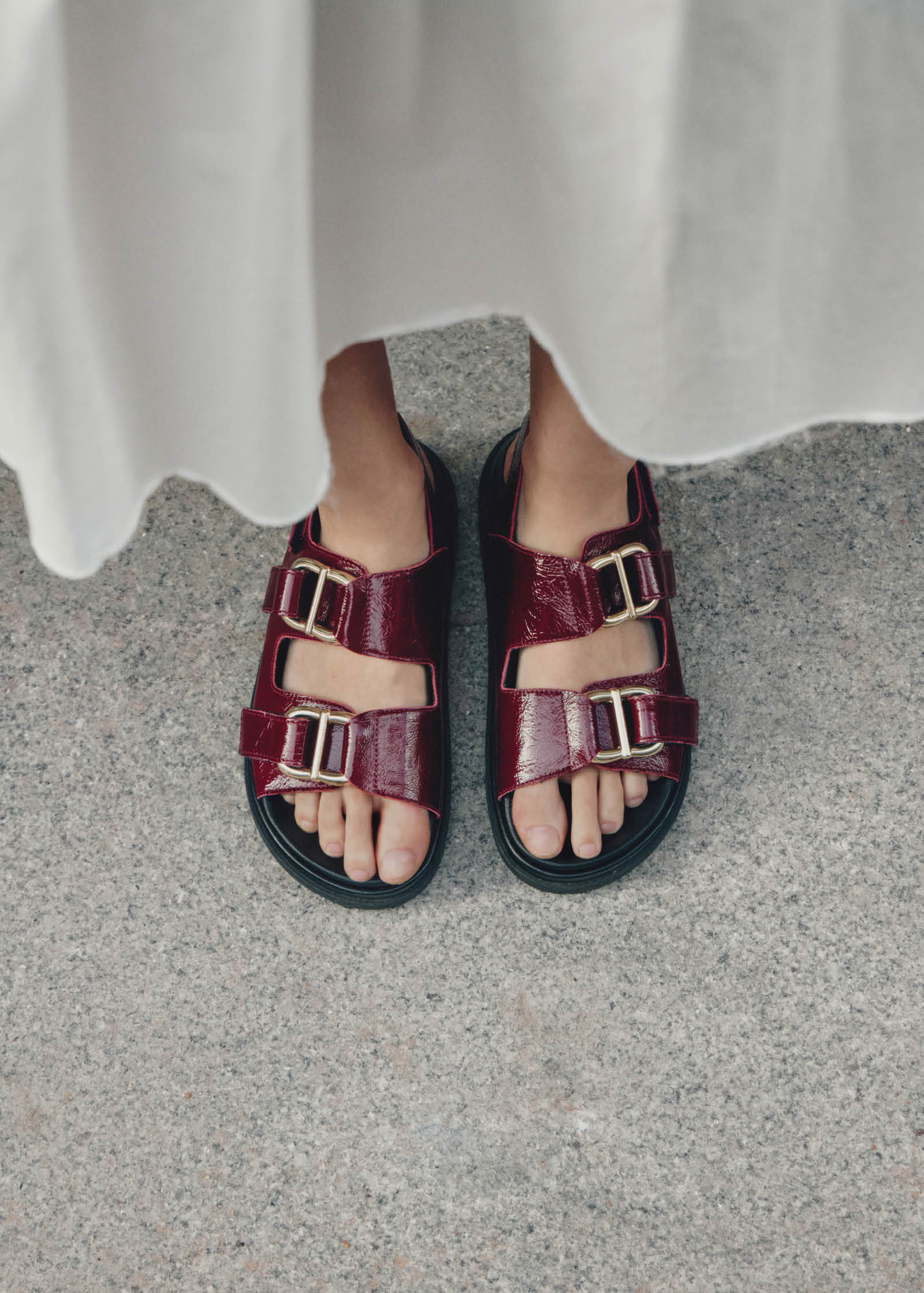 Harper Burgundy Patent Leather Sandals - Image 2