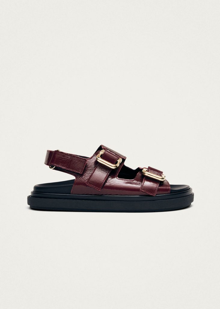 Harper Burgundy Patent Leather Sandals