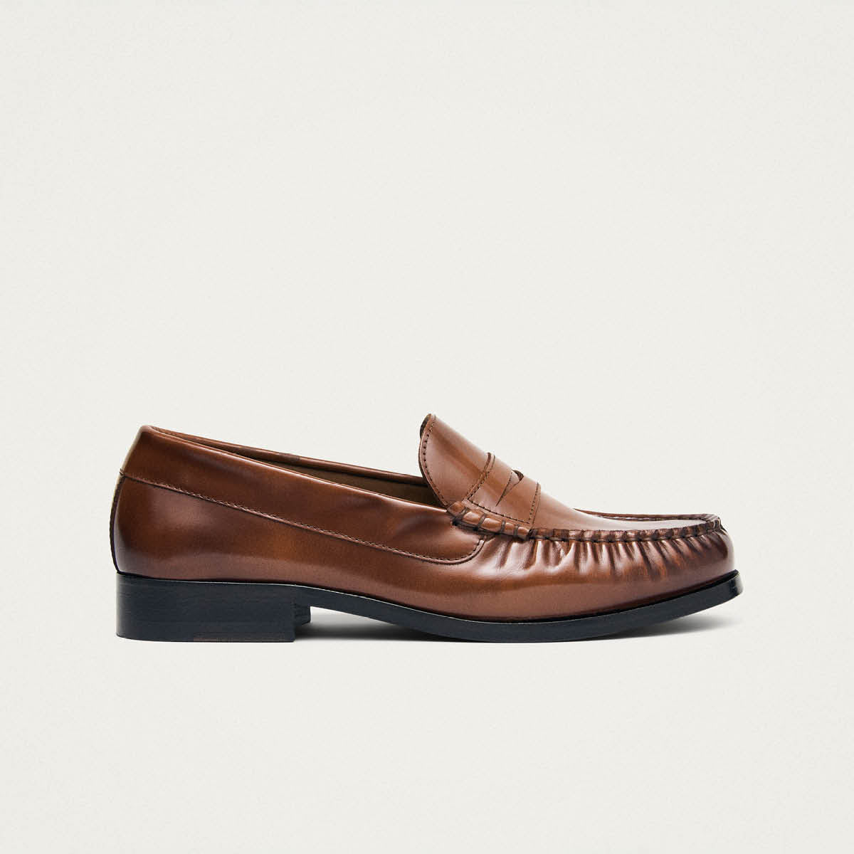 Rivet Brushed Tan Leather Loafers - Image 3