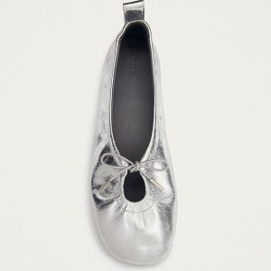 Rosalind Shimmer Silver Leather Ballet Flats