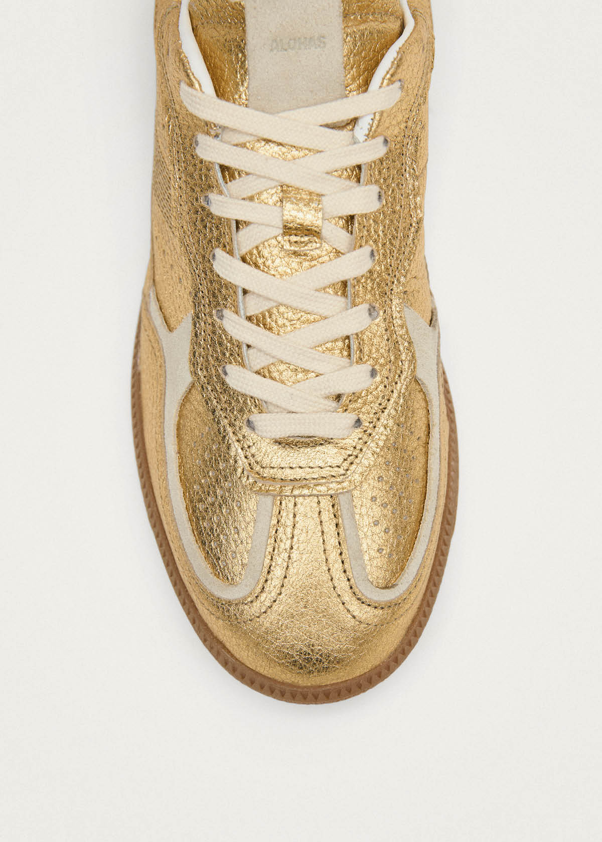 Tb.490 Grain Shimmer Gold & Cream Leather Sneakers - Image 6