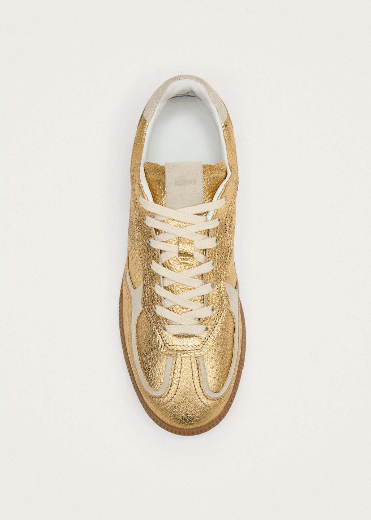 Tb.490 Grain Shimmer Gold & Cream Leather Sneakers - Image 5