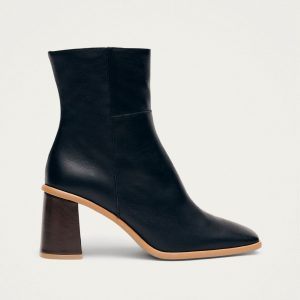 West Vintage Black Leather Ankle Boots